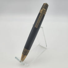 Load image into Gallery viewer, Antique brass Celtic twist pen in bog oak