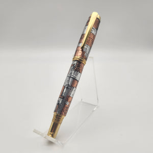 Solid brass steampunk themed rollerball pen.