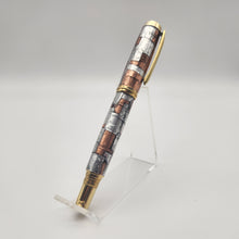 Load image into Gallery viewer, Solid brass steampunk themed rollerball pen.
