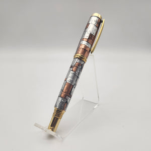 Solid brass steampunk themed rollerball pen.