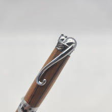 Load image into Gallery viewer, Chrome cat twist pen in Bethlehem Olive wood
