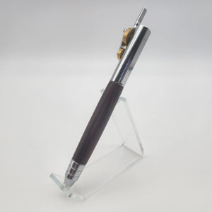 Chrome and brass piston pen in cocobolo