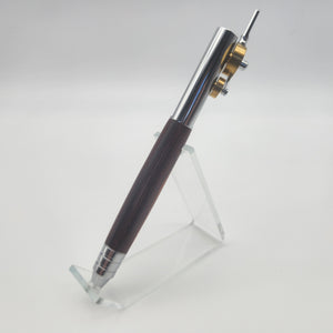 Chrome and brass piston pen in cocobolo