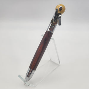 Chrome and brass piston pen in cocobolo