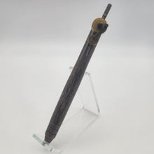 Load image into Gallery viewer, Oil rubbed bronze and brass piston pen in stabilized black palm
