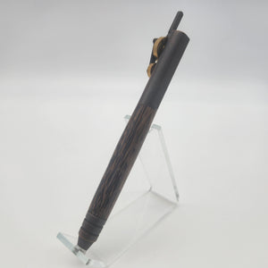 Oil rubbed bronze and brass piston pen in stabilized black palm