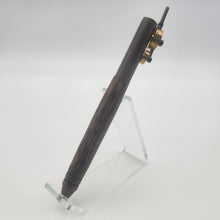 Load image into Gallery viewer, Oil rubbed bronze and brass piston pen in stabilized black palm
