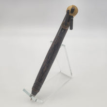 Load image into Gallery viewer, Oil rubbed bronze and brass piston pen in stabilized black palm
