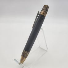 Load image into Gallery viewer, Antique brass Celtic twist pen in bog oak
