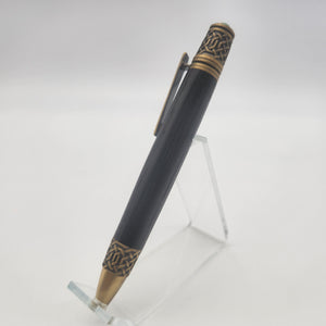 Antique brass Celtic twist pen in bog oak