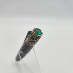 Antique brass Celtic twist pen in bog oak