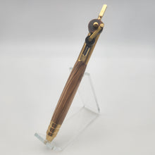 Load image into Gallery viewer, Brass and oil rubbed bronze piston pen in Bethlehem Olive wood
