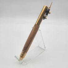 Load image into Gallery viewer, Brass and oil rubbed bronze piston pen in Bethlehem Olive wood
