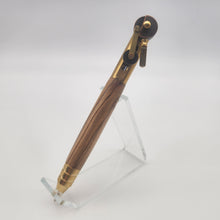 Load image into Gallery viewer, Brass and oil rubbed bronze piston pen in Bethlehem Olive wood
