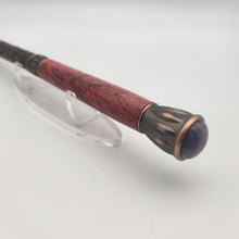 Load image into Gallery viewer, Antique copper wand in red dyed and stabilized spalted tamarind
