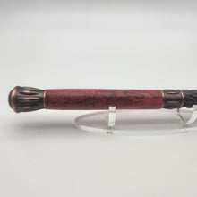 Load image into Gallery viewer, Antique copper wand in red dyed and stabilized spalted tamarind
