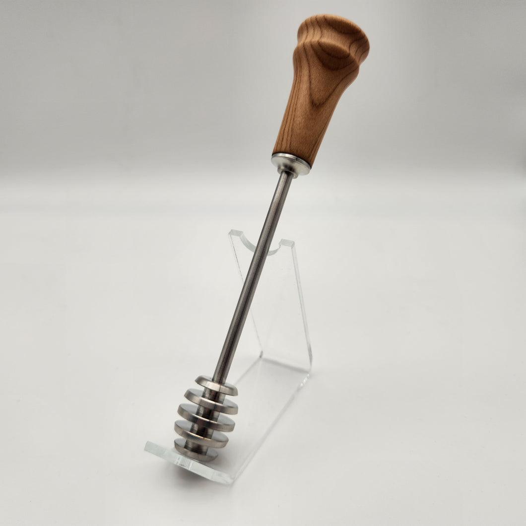 Stainless honey dipper in apricot