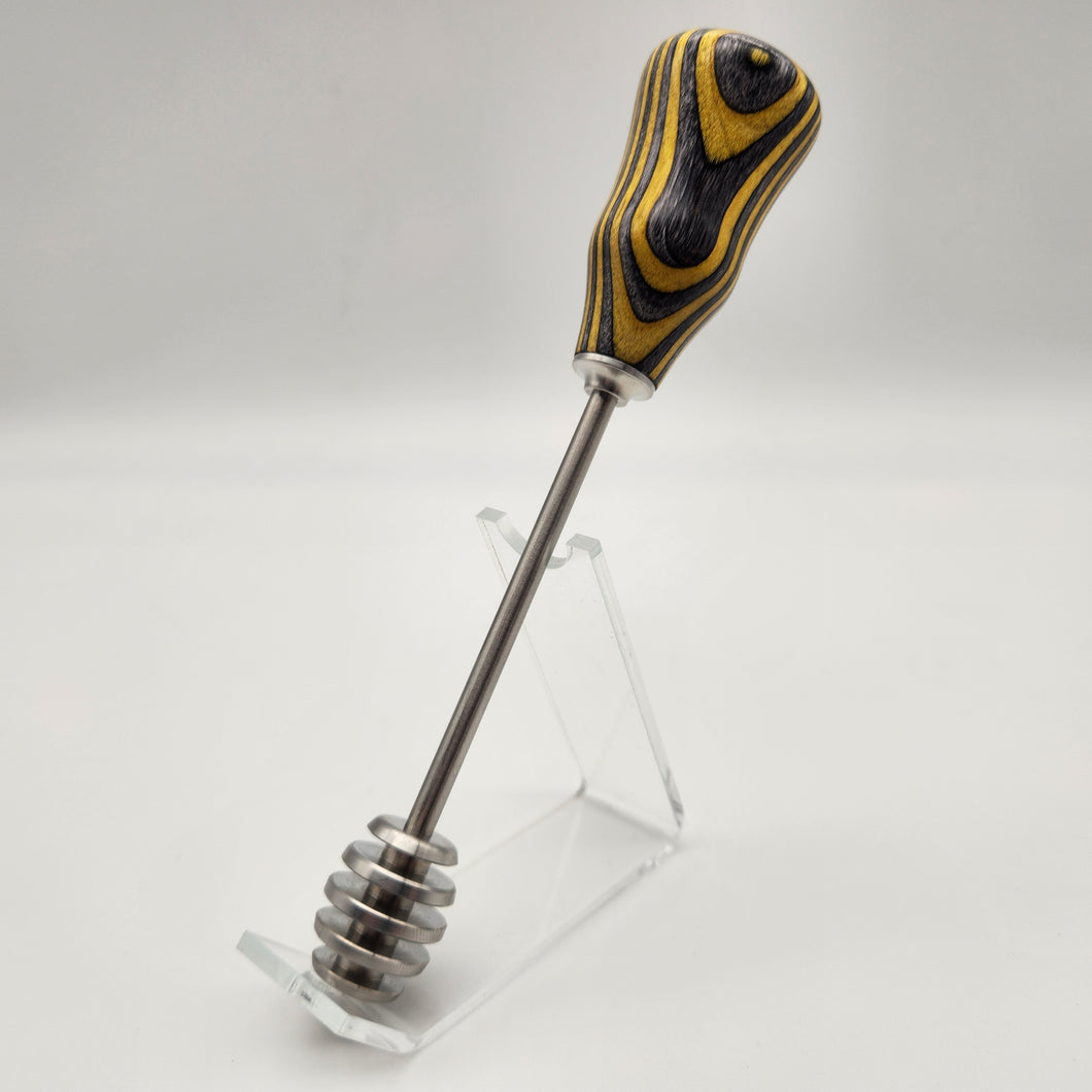 Stainless honey dipper in black & yellow Spectraply