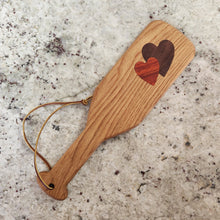 Load image into Gallery viewer, Classic paddle in oak with walnut &amp; padauk heart inlays
