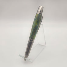 Load image into Gallery viewer, Stainless steel twist pen in green &amp; yellow diamond epoxy

