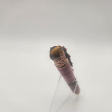 Load image into Gallery viewer, Antique copper Dragon twist pen in red dyed and stabilized curly maple
