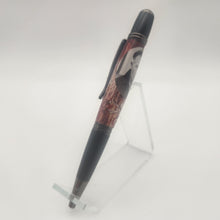 Load image into Gallery viewer, Ed Gein twist pen embedded with barn wood
