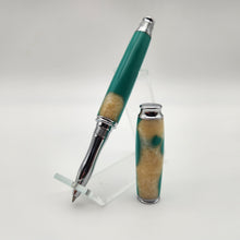 Load image into Gallery viewer, Turquoise and mother of pearl rollerball pen
