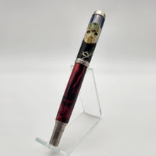 Load image into Gallery viewer, Jason Voorhees rollerball pen with embedded cabin wood
