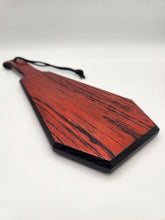 Load image into Gallery viewer, Red &amp; black oak coffin paddle
