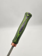 Load image into Gallery viewer, Cable whip with green and gray laminate handle

