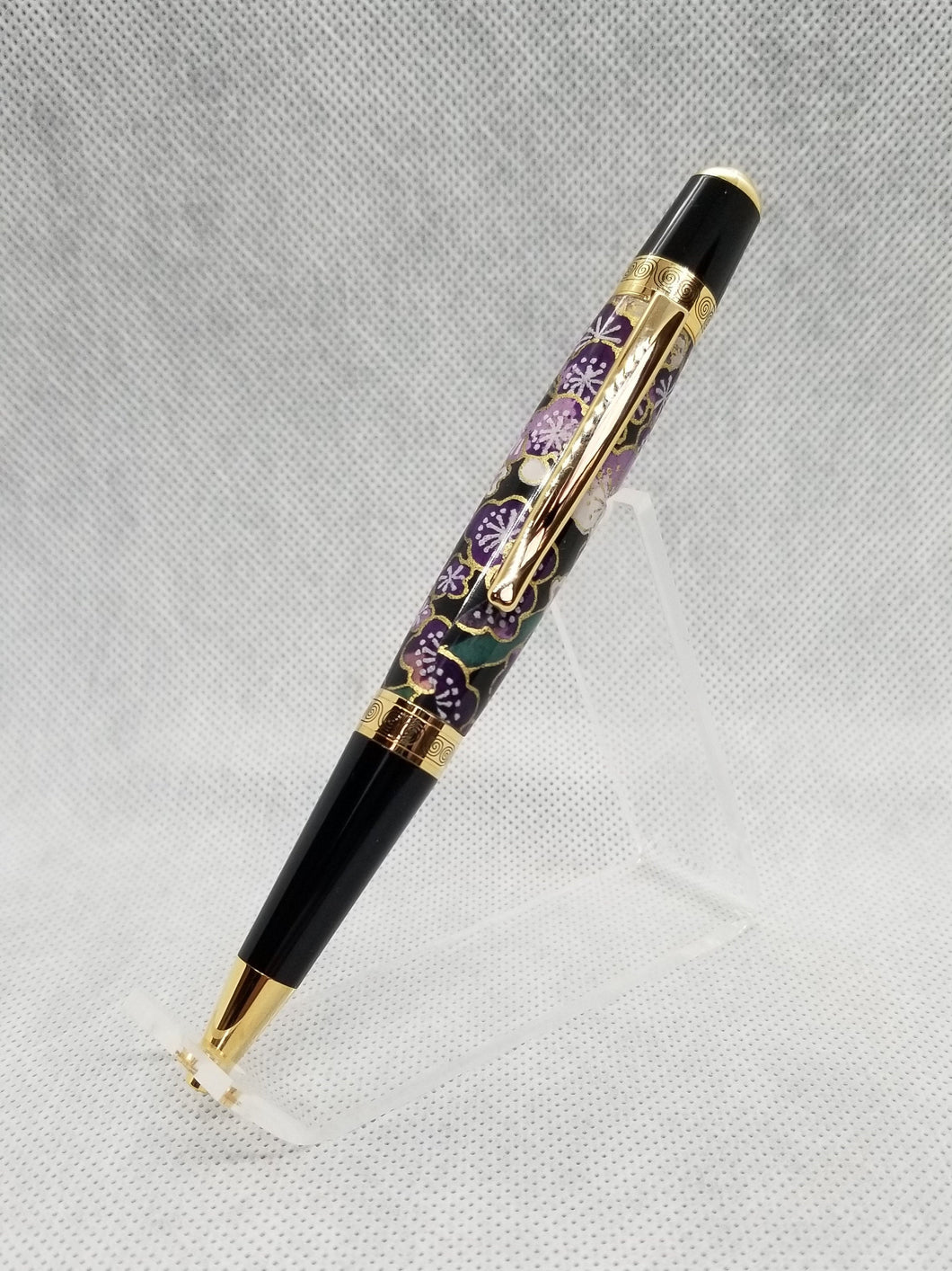 Purple floral Chiyogami Japanese Paper pen